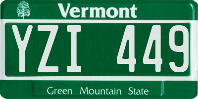 VT license plate YZI449