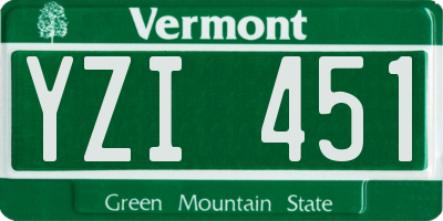 VT license plate YZI451
