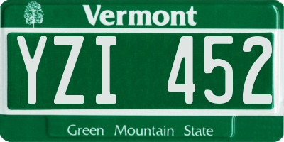 VT license plate YZI452