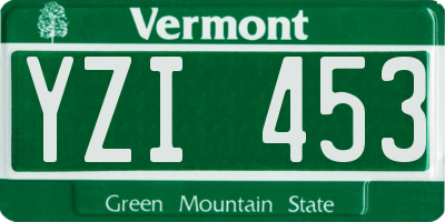 VT license plate YZI453