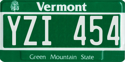 VT license plate YZI454