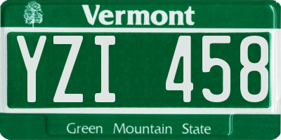 VT license plate YZI458