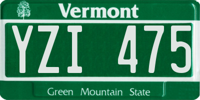 VT license plate YZI475