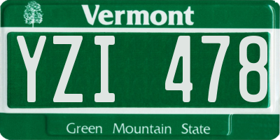 VT license plate YZI478