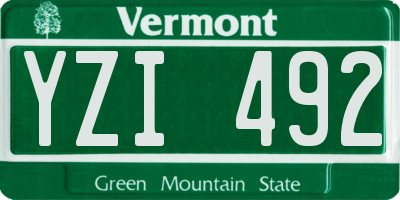 VT license plate YZI492