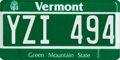 VT license plate YZI494