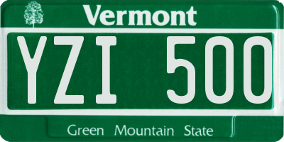 VT license plate YZI500