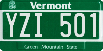 VT license plate YZI501