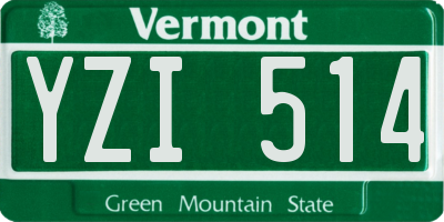 VT license plate YZI514