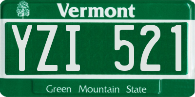 VT license plate YZI521
