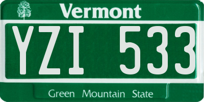 VT license plate YZI533