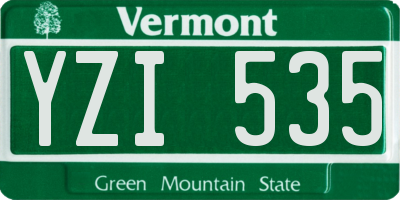 VT license plate YZI535