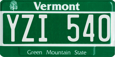 VT license plate YZI540