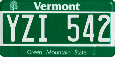 VT license plate YZI542