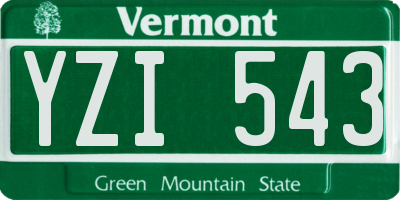VT license plate YZI543
