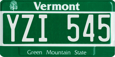 VT license plate YZI545