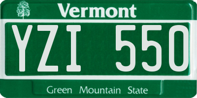 VT license plate YZI550