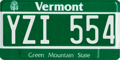 VT license plate YZI554