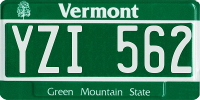 VT license plate YZI562