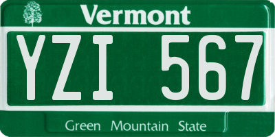 VT license plate YZI567