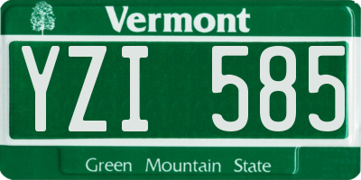 VT license plate YZI585