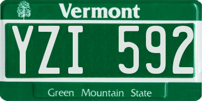 VT license plate YZI592