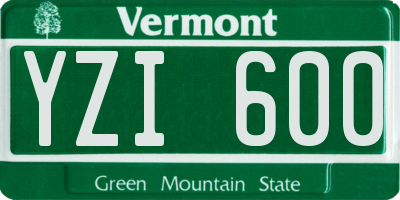 VT license plate YZI600