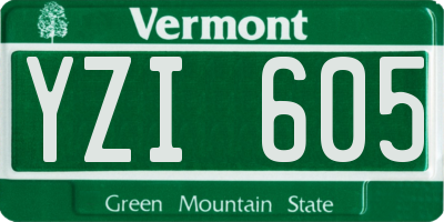 VT license plate YZI605