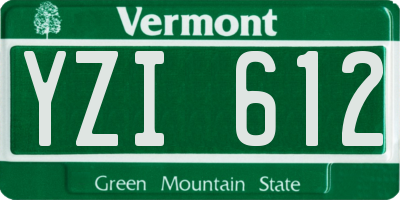 VT license plate YZI612