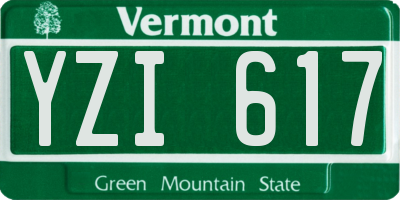 VT license plate YZI617