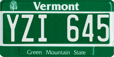 VT license plate YZI645