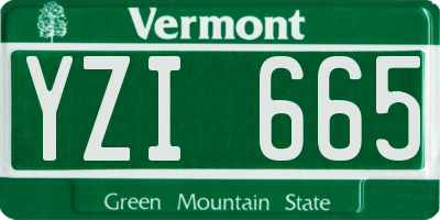 VT license plate YZI665