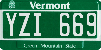 VT license plate YZI669