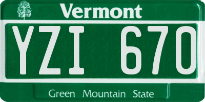 VT license plate YZI670