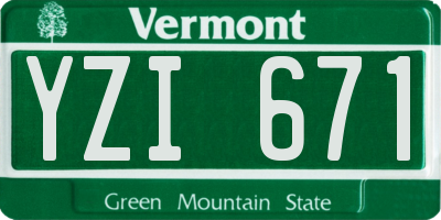 VT license plate YZI671