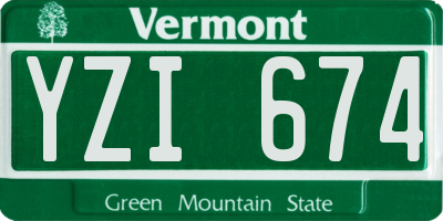 VT license plate YZI674