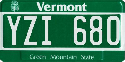 VT license plate YZI680