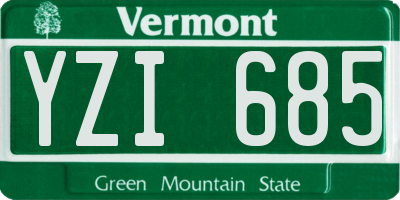 VT license plate YZI685