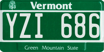 VT license plate YZI686