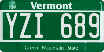 VT license plate YZI689