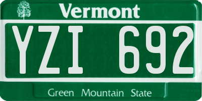 VT license plate YZI692