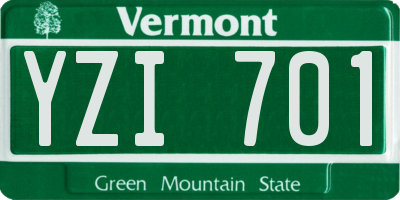 VT license plate YZI701