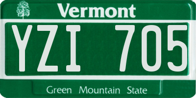 VT license plate YZI705