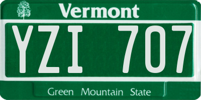VT license plate YZI707