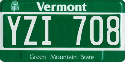 VT license plate YZI708