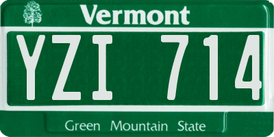 VT license plate YZI714