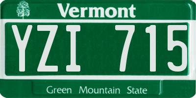 VT license plate YZI715