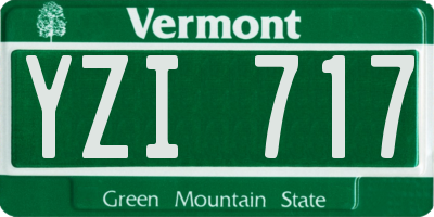 VT license plate YZI717