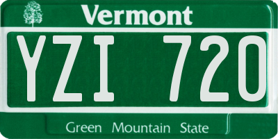 VT license plate YZI720