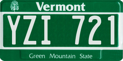 VT license plate YZI721